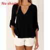 Elegant Women's Long Sleeve V Neck Loose Chiffon Blouse In 11 Stylish Colors And Sizes