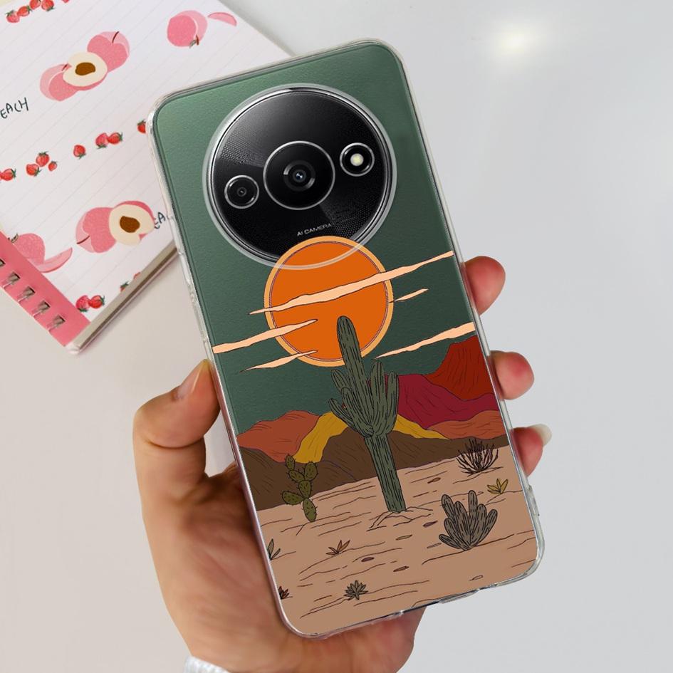 For Funda Xiaomi Redmi A3 Case 2024 Fashion Flower Transparent Silicone Soft TPU Phone Case For Xiomi Redmi A3 RedmiA3 4G Covers