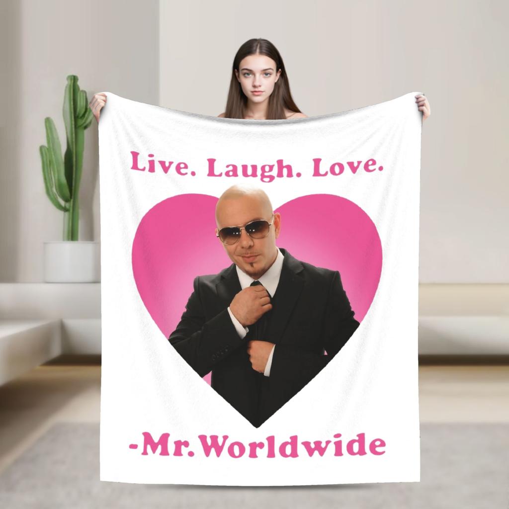 Mr Worldwide Pitbull Plush Blanket Children Flannel Throw Blanket For Couch Chair Sofa Bed Warm Design Quality Bedspread Idea