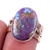 Natural Purple Copper Turquoise Gemstone 925 Solid Silver Two Tone Ring 7US k5K68