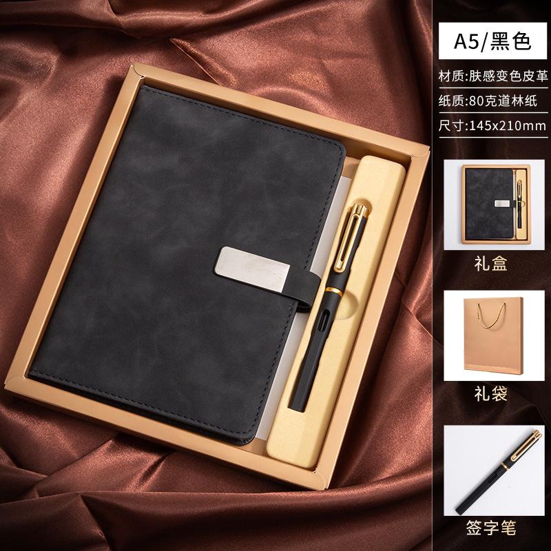 Customized A3 Hardcover Leather Bound Notebook with Logo Buckle 100 Sheets Thermal Binding for Office Business Meetings Record