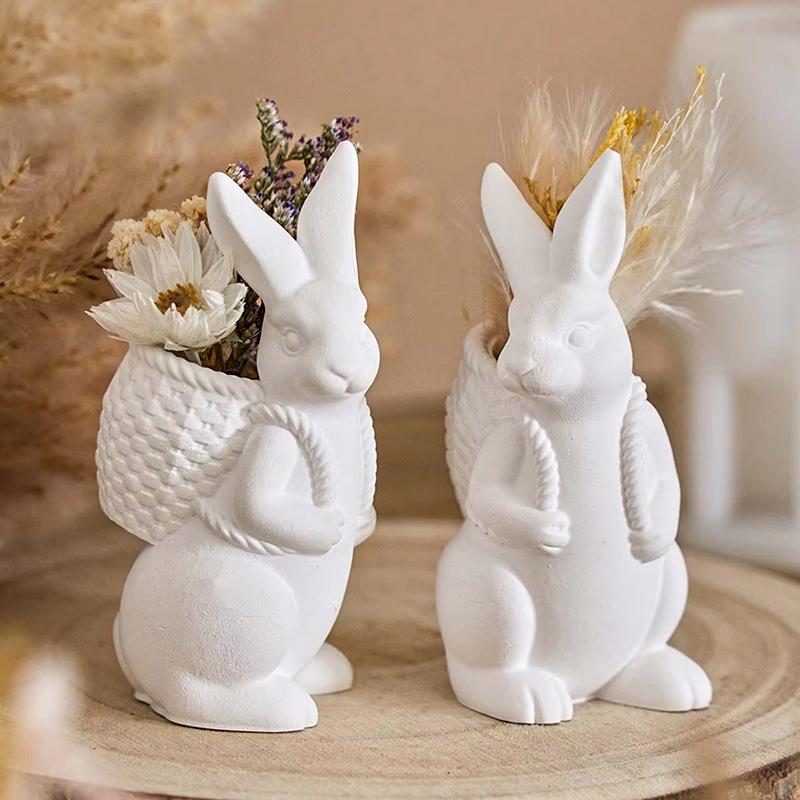 3D Силиконовая Форма Пасхальный Кролик DIY Милое Животное Корзинка Кролик Ваза Украшения Формы для Заливки Домашний Гипс Бетон Поделка Подарок Декор