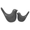 Creative Grey Glossy Ceramic Birds Figurines Home Decorations Accessories Party (Pack of 2, Grey)