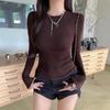 2025 Women's Slim-Fit Waist-Hugging Long-Sleeve T-Shirt – Versatile, Solid Color for Spring and Autumn