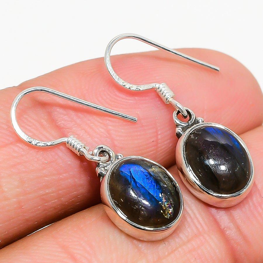 Натуральный драгоценный камень лабрадорит из стерлингового серебра 925 пробы, подарочные серьги 1,25 дюйма M0o26