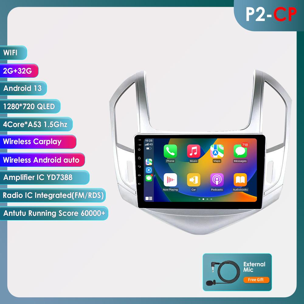 Hizpo 4G-LTE 9-дюймовый Android 12 Автомобильный радиоприемник для Chevrolet Cruze J300 J308 2012-2015 Мультимедийный плеер GPS 2Din Carplay Авто Стерео Bluetooth SWC Головное устройство