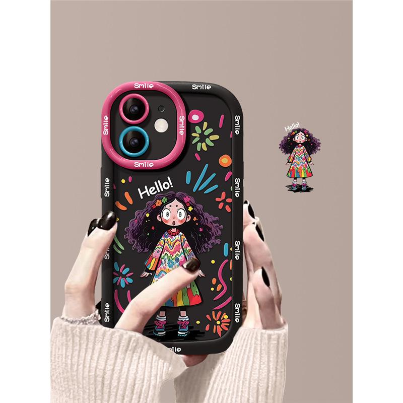 Подходит для Apple 16 Чехол 14promax Вьющийся iPhone 13 Граффити Девушка 12 Жарить 11 Ниша 15