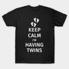 Мужская черная футболка с принтом, очень большая футболка keep-calm-im-having-twins, хлопковая футболка с принтом на бумаге для переноса без разрезов