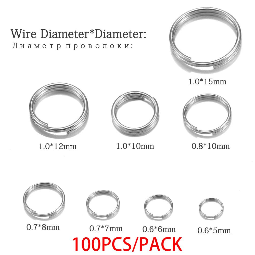 50-100pcs/lot 6 8 10 12mm Stainless Steel Open Jump Split Rings Double Loops Connectors For DIY Jewelry Making keyring Supplies