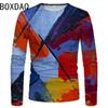 3D Printed Crew Neck Long Sleeve Patterned T-Shirt - Soft Medium Stretch Fabric Casual Style Ideal Daily Wear and Vacation Resorts In Spring Fall