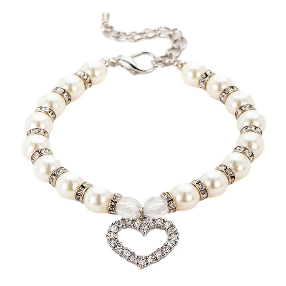 Регулируемое ожерелье из искусственного жемчуга для собак, ошейник для собак, ювелирные изделия, цепочка на шею для собак и кошек, роскошные аксессуары с бриллиантовой подвеской