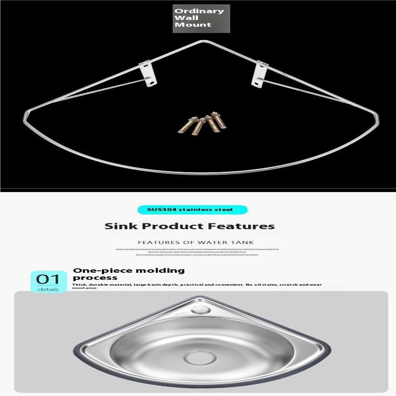 Kitchen Sink Bathroom Basins Vegetable Motorhome Steel Bar Small Single Drop Bowl Corner Tub