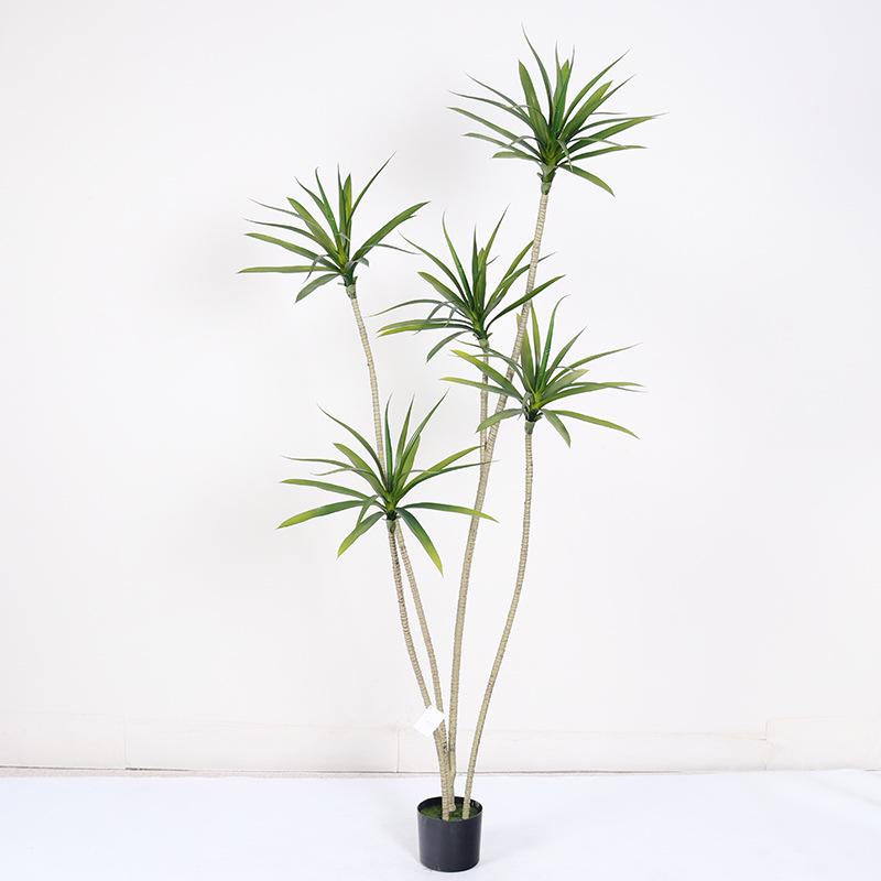 Second-Generation Tropical Faux Plant: High-End Indoor Potted Decoration with Thousand-Year Wood