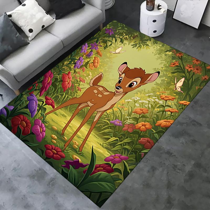 Office Rug Bambi, Forest theme 3D Printed Anti-Slip Rug-Machine Washable for Living Room