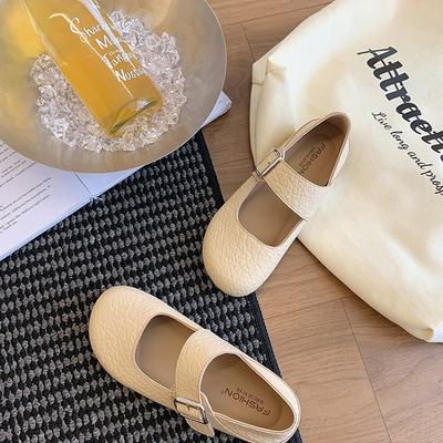 Тупой носок с юбкой плоская подошва маленькие кожаные туфли женские 2025 лето новая супермягкая ретро обувь бини французские туфли Мэри Джейн