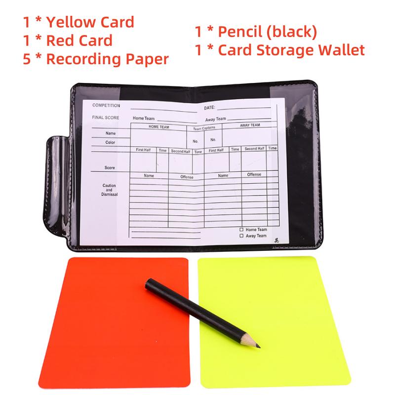 Soccer Referee Card Set Red and Yellow Warning Cards with Record Paper, Pencil, Card Wallet, Soccer Referee Kit Sports Games