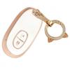 ZANEKO Alto Key Case for Suzuki Wagon Key Nissan Roox Smart Key Wagon and MR Wagon Key Holder with Cute Cat Ears In Gold and White R, Cover, Case, R,