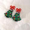 Colorful Christmas Tree Earrings with Bowknot - Cute and Creative Acrylic Studs