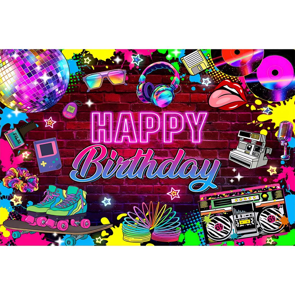 80s 90s Backdrop Party Decorations Retro Hanging Banner Back to The 80s 90s Hip Hop Graffiti Wall Photography Background Photo