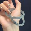Свежий Сладкий Милый Красивый Ретро Круглый Полосатый Толстое Стекло Анти-Нефрит Ледяная Проникающая Текстура Браслет Аксессуары Украшения