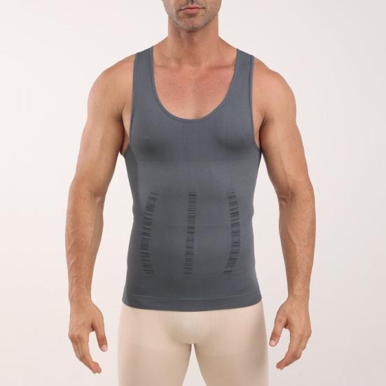 Мужской жилет для фитнеса с U-образным вырезом, без рукавов, корсет для утяжки живота, однотонный, с поддержкой спины, компрессионные топы для тяжелой атлетики