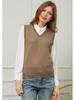 Hengyuanxiang Women's V-Neck Wool Knit Vest