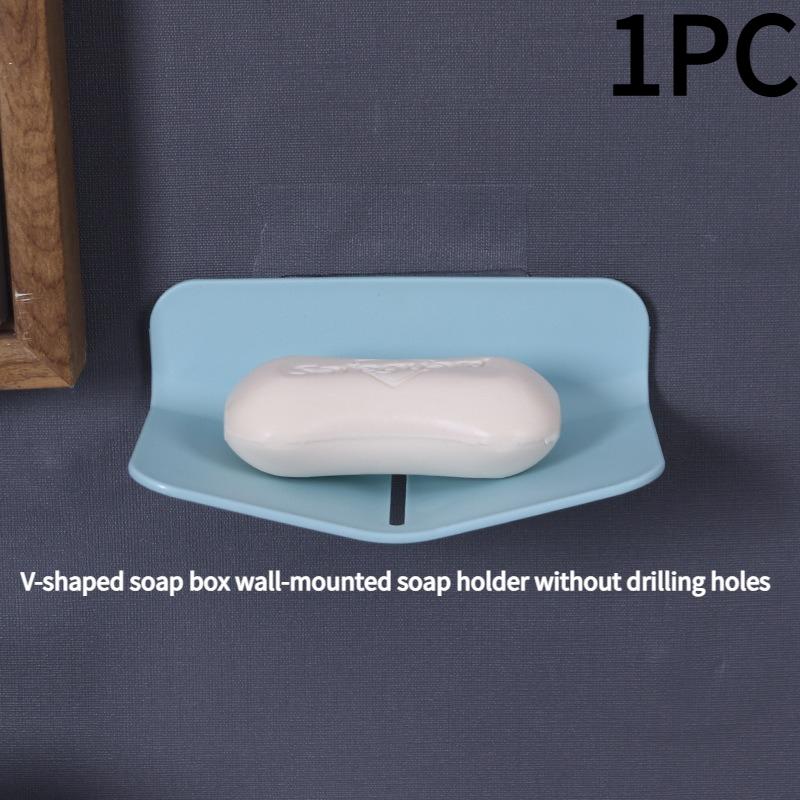 1PC soap box Wall-mounted soap holder No punching soap box Drain toilet soap holder Wall-mounted soap box Non-suction cup