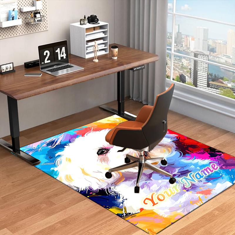 1PC Custom Name Colorful Pet Portrait Theme Floor Mat Ideal for Living Room, Game Rooms, Office, Bedroom, Floor Mat Playful Design
