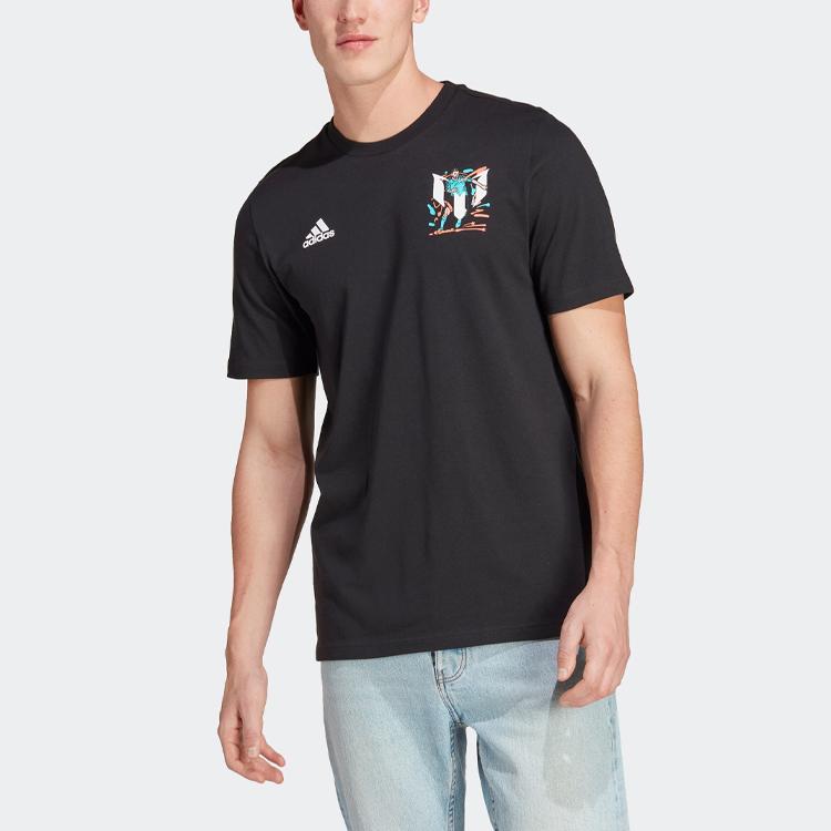 Adidas Футболка Messi Icon с графическим рисунком, мужские топы, черная HT5182