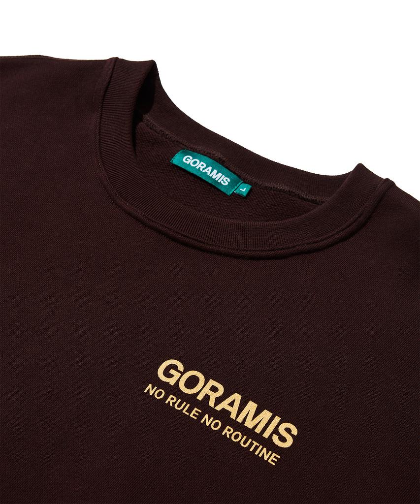 GORAMIS Slogan Logo Print Sweatshirt [Brown]