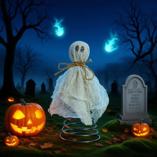 Halloween Ghost Tree Topper Spooky Small Gauze Ghost Christmas Treetop Ornaments for Halloween Party Home Decor