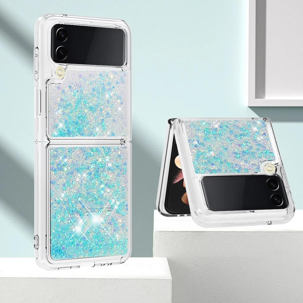 For Samsung Z Flip 6 5 Luxury Quicksand Glitter Case For Samsung Galaxy Z Flip 6 Zflip 3 4 5 6 Gradient Bling Shockproof Cover