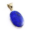 Natural Lapis Lazuli Gemstone 925 Sterling Silver Two Tone Pendant 1.6'' g5U11