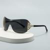 European and American Style Diamond-encrusted Sunglasses with Integrated Lenses and Fan-shaped Design for Women.