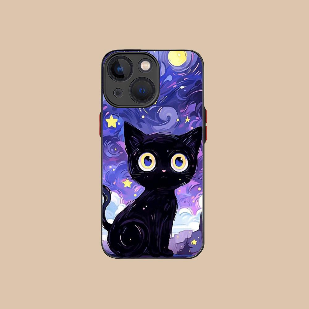 Чехол для мобильного телефона Luna Moon Cat для iPhone 17 16 15 14 13 12 11 X XR XS 8 7 Air Pro Max Plus Mini Цветной Силиконовый Чехол