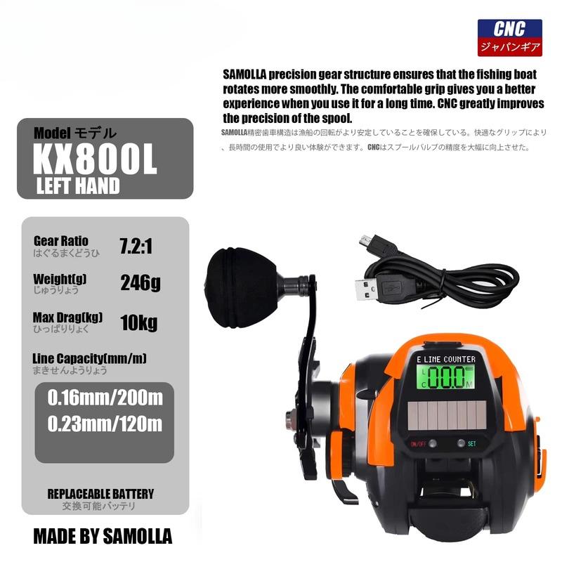 Новая супер практичная рыболовная катушка с зарядкой USB и солнечной батареей, электронный светодиодный экран для литья приманок 7.2:1 Передаточное отношение Водонепроницаемый Литейный Морская Рыбалка