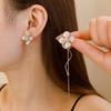 Flower Zircon Fringed Stud Earrings Korean Light Luxury High-end Niche Earrings Fashion Temperament Personalized Earrings Women