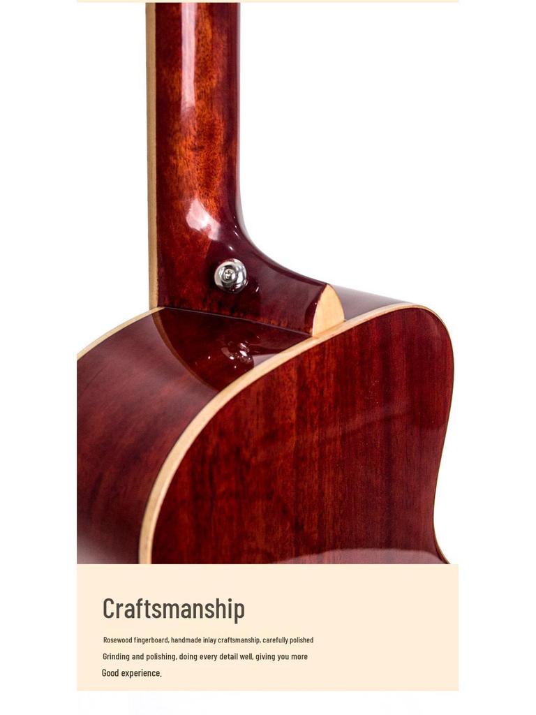 36" Cloud Peach Solid Wood Folk Guitar for Kids, Beginner Travel Guitar