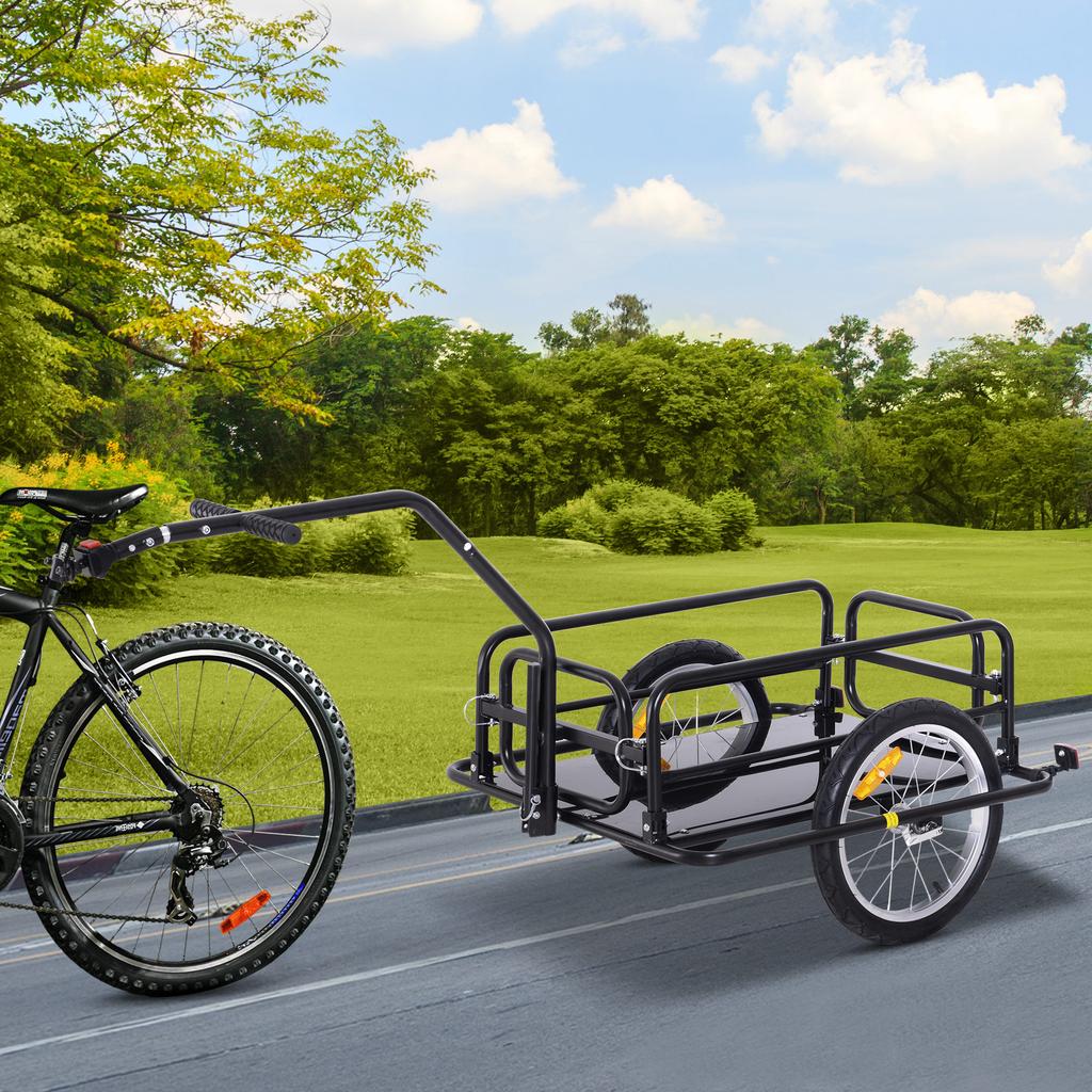 Bicycle Trailer Foldable Cargo Trailer with Coupling, Coupler & Reflectors Transport Cart Load Capacity up to 40 kg