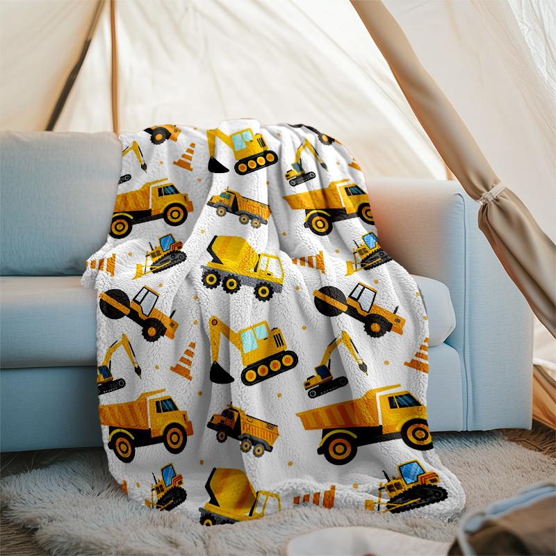 excavator Theme Printed Blanket - Perfect for Couch, Bed, Travel & Outdoor Use | Machine Washable, Cozy & Durable.