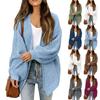 Women's Solid Color Sleeve Coarse Wool Pocket Knitted Cardigan Sweater Sweater For Women