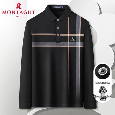 Мужская половая рубашка с длинным рукавом в полоску из смесовой шерсти MONTAGUT