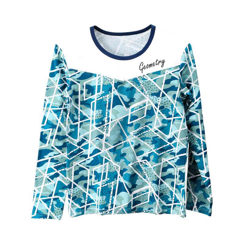 Мужской хлопковый осенний топ — дышащий, удобный, большой круглый вырез, облегающий, молодежный стиль.