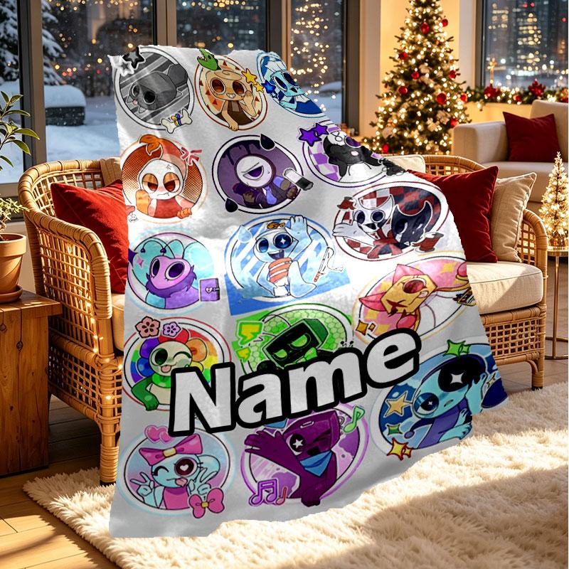 Custom Name Personalized Dandy's World Print Blanket, Home Decor, Bedroom, Sofa, Camping, Couch, Gifts for Birthday Christmas