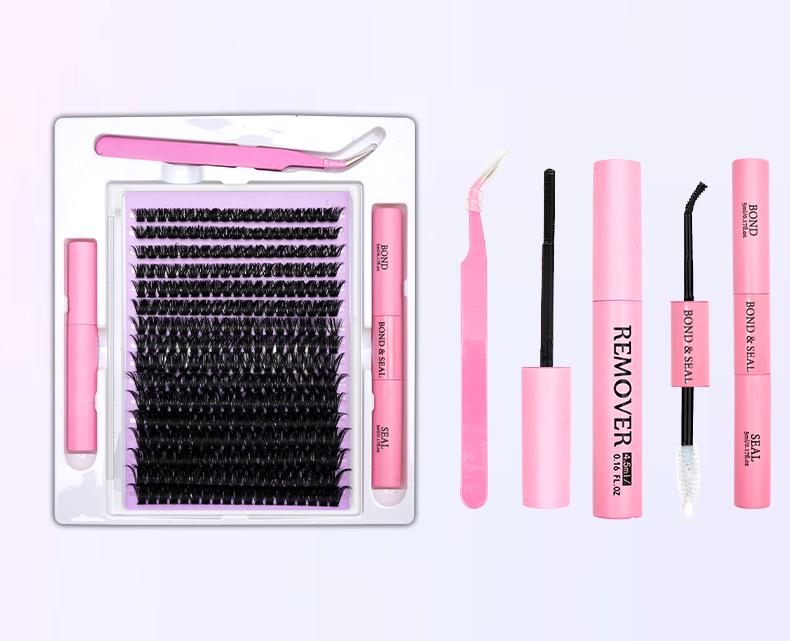 320-Cluster False Eyelashes Set: Includes Glue, Remover, Tweezers, and Individual Lashes (50P, 60P, 80P, 100P Options)
