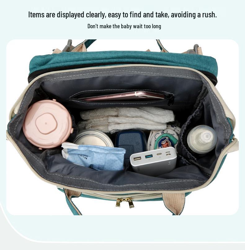 Multifunctional Diaper Backpack & Folding Baby Bed Combo - Stylish 2020 Design for Moms