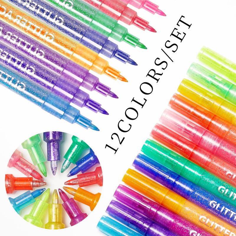 Быстросохнущая краска-ручка для маникюра на водной основе, блестящая краска Flower акриловый маркер 12 цветов набор