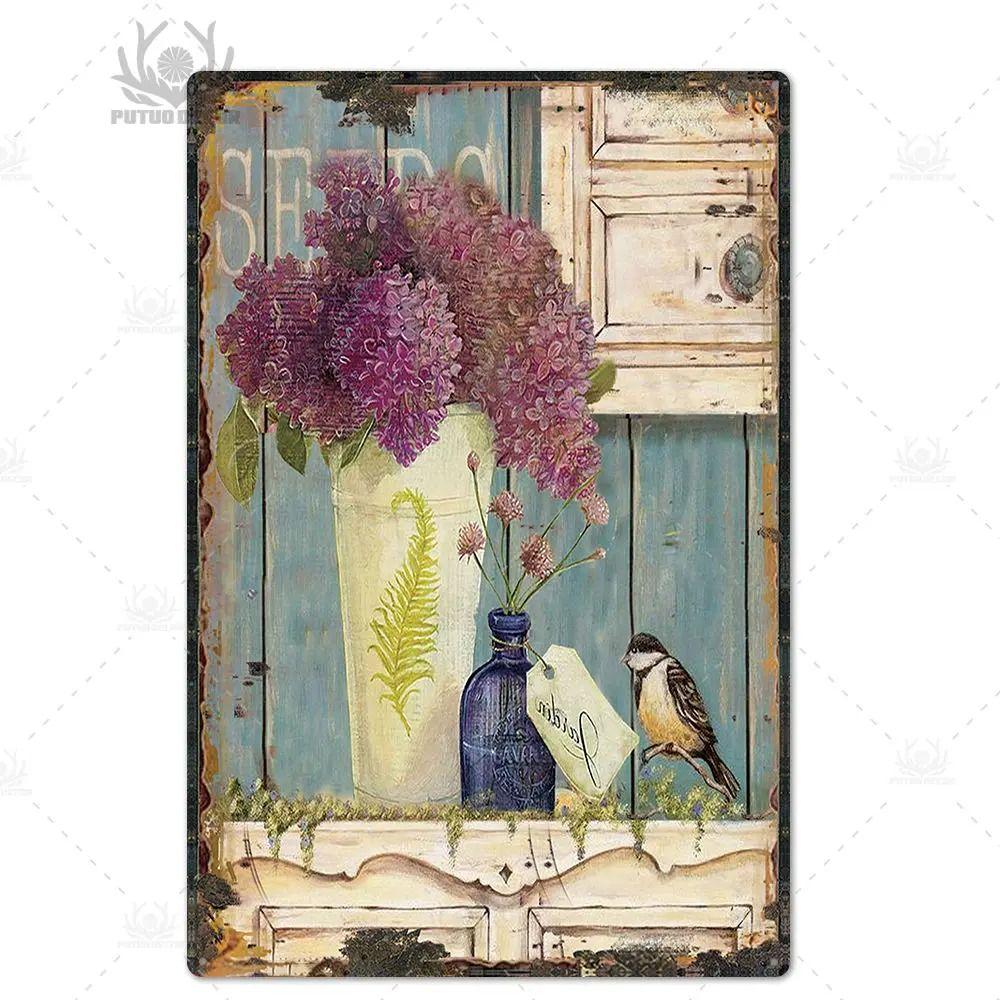 Оловянная вывеска в прованском стиле, французское деревенское металлическое настенное искусство 20x30 см