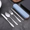 4Pcs/Set Stainless Steel Chopsticks  Spoon Fork Steak Knife with Storage Case Travel Camping Cutlery Set Portable Tableware