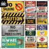 Putuo Decor Warning Metal Sign Plaque Metal Vintage Licenses Plate Tin Sign Wall Decor for Gas Station Pub Bar Beach Decoration